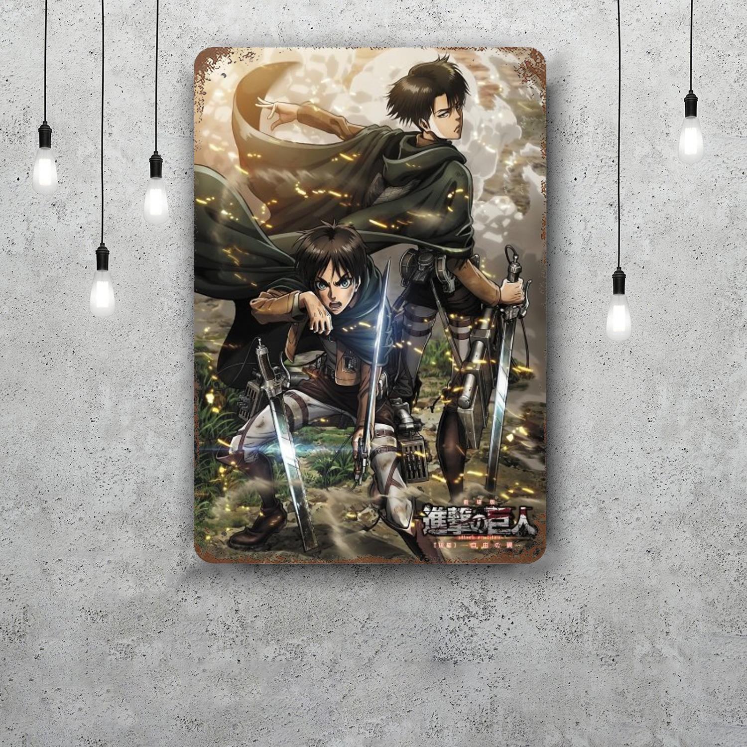 

eren anime cartoon Classic Poster Rusty Metal Plaque Retro Decorative Plate Bar Man Cave Garage Club Metal Sign Wall Decoration 20x30cm（7.8x11.8inch）