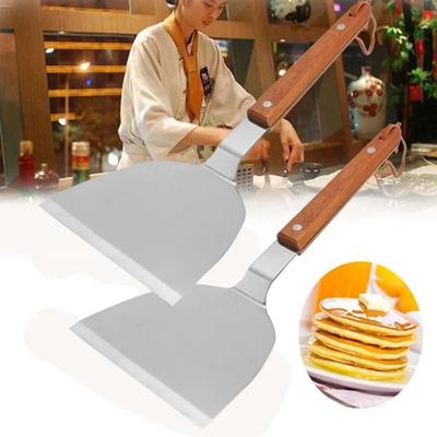 Wielofunkcyjna łopatka do steków ze stali nierdzewnej z drewnianą rączką, łopata do pizzy, łopatka do naleśników i wołowiny, skrobak, narzędzie do pieczenia w kuchni