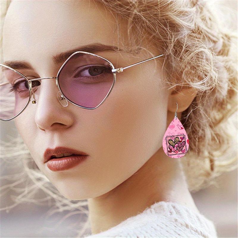 Sexy Leopard Love Print PU Earrings for Women Girls, Romantic "XOXO" Jewelry Drop Earrings, Wedding Engagement Festive Hoop Earring Jewelry,