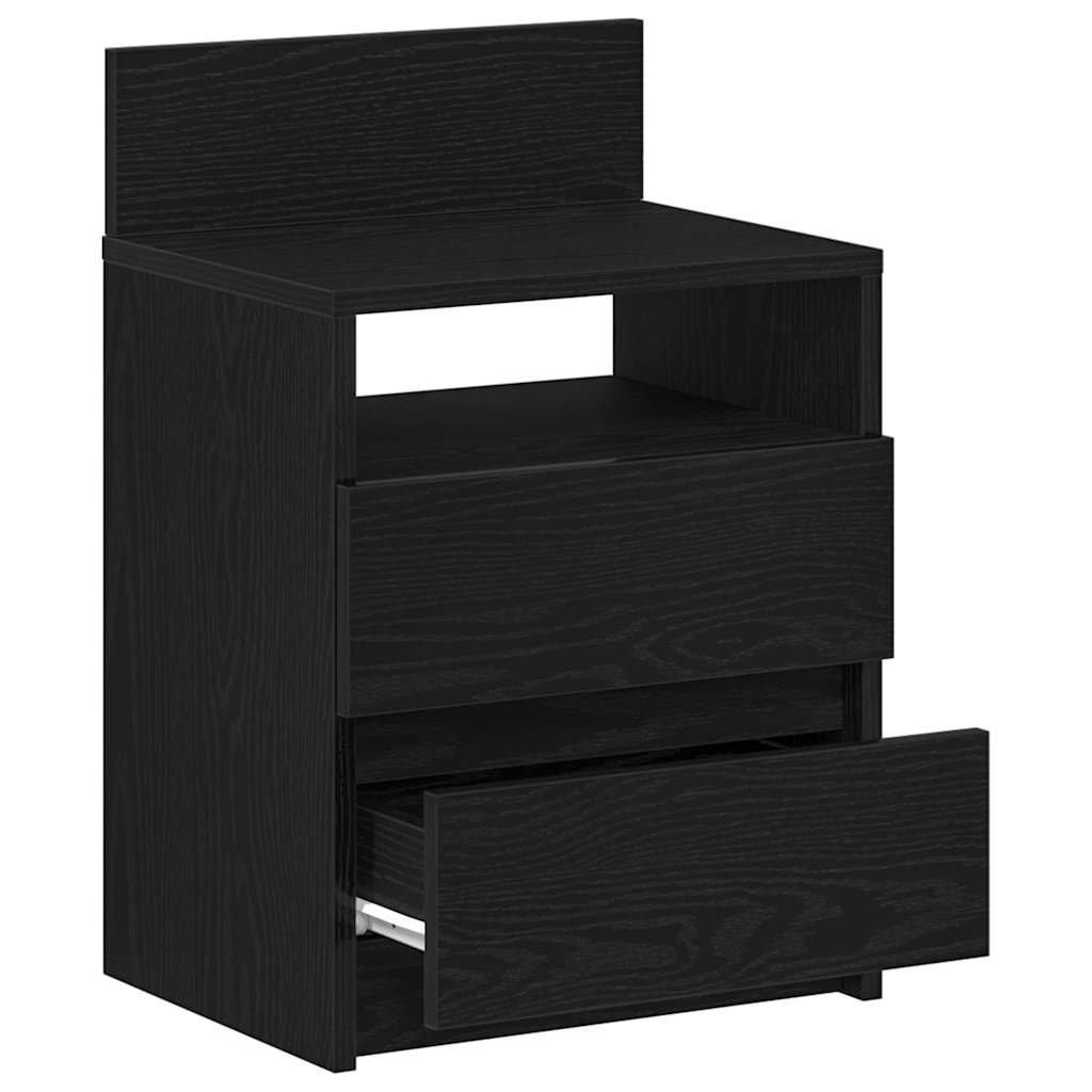Nightstand with 2 Drawers Black 40 x 33 x 60 cm