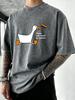 Peace Was Never An Option Print Men Washed T Shirts Casual Cotton TShirt Loose Crewneck Short Sleeves Vintage Vacation Clothes