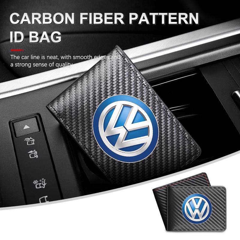 RUN1 For Volkswagen VW Carbon Fiber Car Men's Card Bag Storage With Multiple Cards Polo Jetta Sagitar Magotan Passat B5 B6 B7 CC