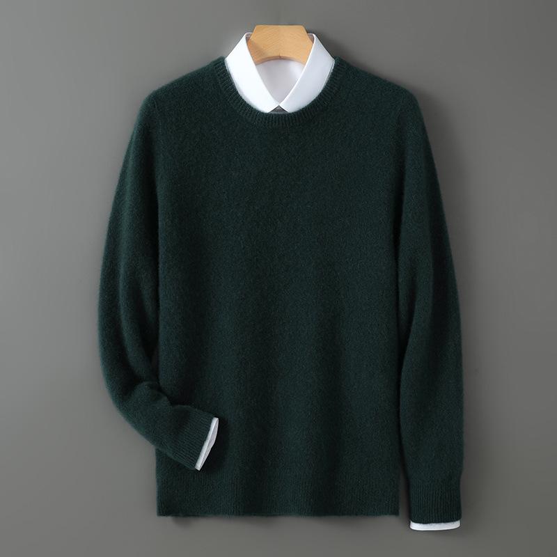Men s 100% Australian Wool Round Neck Sweater - Skin-Friendly Business Casual Knitwear for Autumn/Winter. L-65-75kg