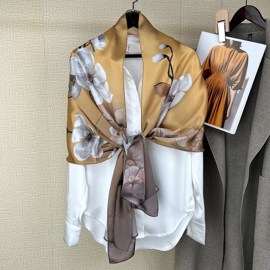High-End Shawl With Cheongsam Silk Scarf Women'S Silk Retro Autumn And Winter Versatile And Changeable Sunscreen Silk Scarf