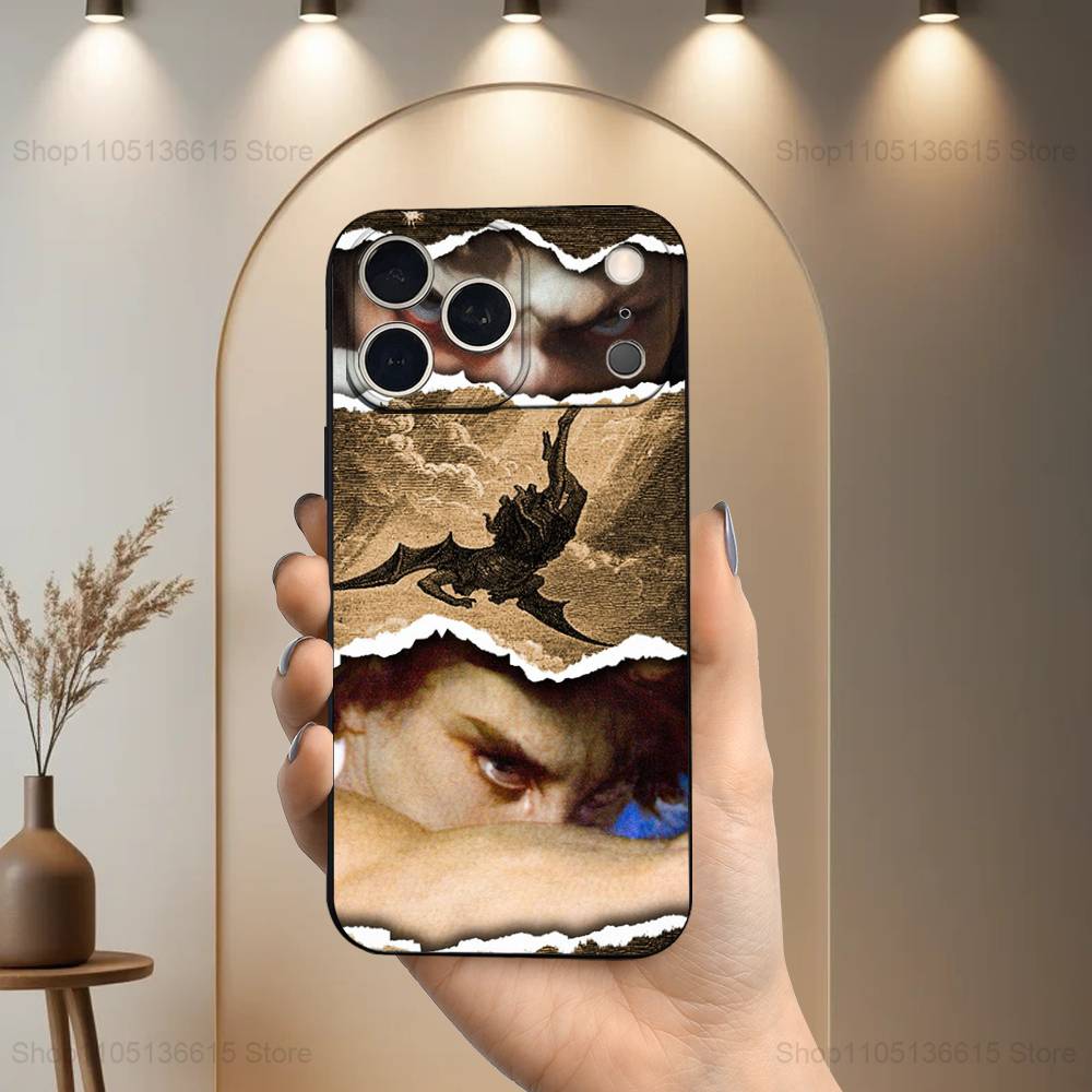 

Painting Art The Fallen Angel Case For iPhone 6,17,16,15,14,13,12,11 Plus,Pro Max,XS,X,XR,SE,Mini,8,7,Soft Silicone Black Cover iPhone14PRO