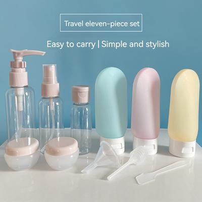 11 Parça Seyahat Takımı Kozmetik Şişe Plastik Şişe Losyon Şişesi Toner Şişesi Sprey Şişesi Şampuan Sabunu ve Şampuan Dispenseri