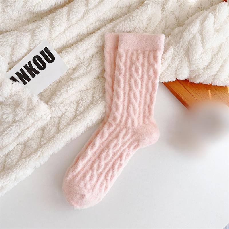 1/3/5PAIRS Winter Socks Thicken Wear-resistant -calf Socks Anti-slip Long Cotton Socks Coral Fleece Soft Cotton Socks