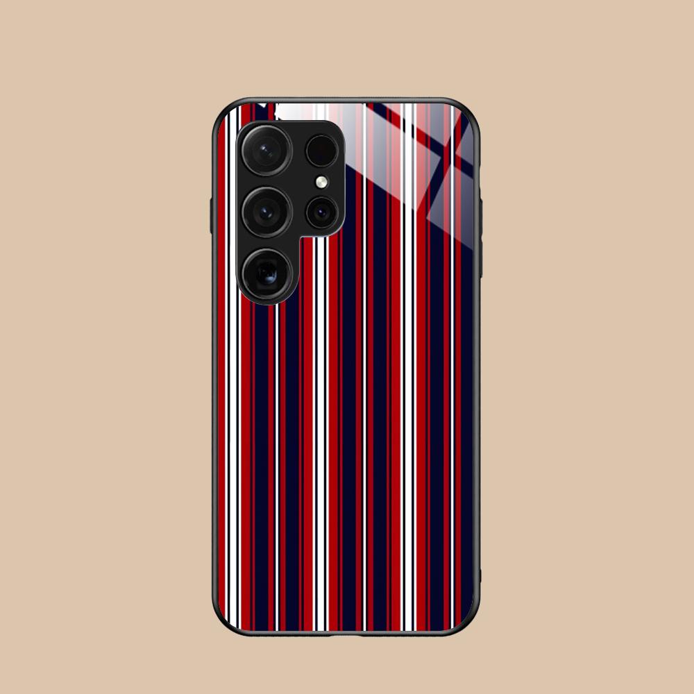 Red Blue Stripe Mobile Phone Case for Samsung Galaxy A56 55 54 53 52 51 36 35 34 23 16 15 5G Glass Colorful Cover Pretty Luxury