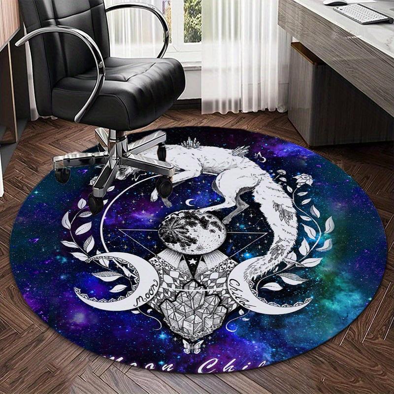 S Golden Wolf Round Rug Nonslip Area Rug Office Chair Mat Carpet For Living Room Bedroom Home Decor