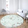 Flower and Bird Illustration Round Rug Pink Peach Blossom Carpet for Living Room Bedroom Floral Chair Rugs Non-slip Floor Mat