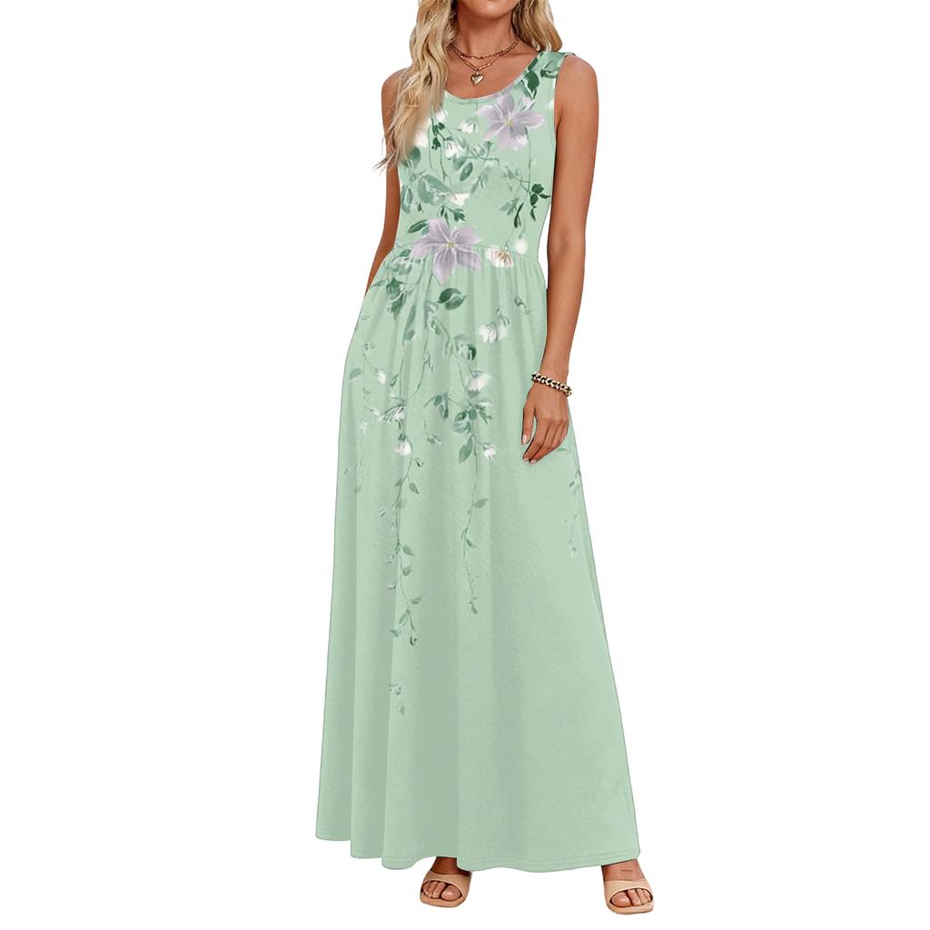 Womens Maxi Dress Floral Maxi Dress Boho Maxi Dress Long Dresses for Women Sleeveless Summer Maxi Dress for Older Women