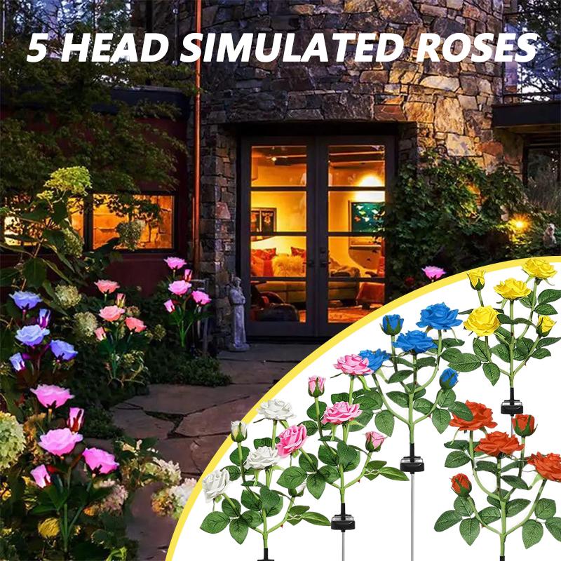 LED Solar Simulation Rose Flower Light Waterproof Garden Landscape Lamp Outdoor Lawn Lamp Home Xmas Decorative Flower Lights