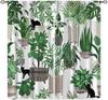 Plants Curtains, Boho Potted Green Leaves Botanical Aesthetic Garden Cartoon Animal Window Drapes for Living Room Kitchen