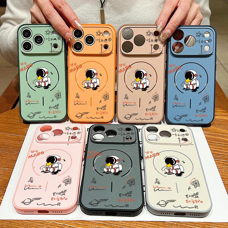 Case For iPhone 17 Pro Max Creative Astronaut Formula Print Magnetic For Magsafe Hybrid Slim Matte Cover For iPhone 16 15 14 13 Pro Max