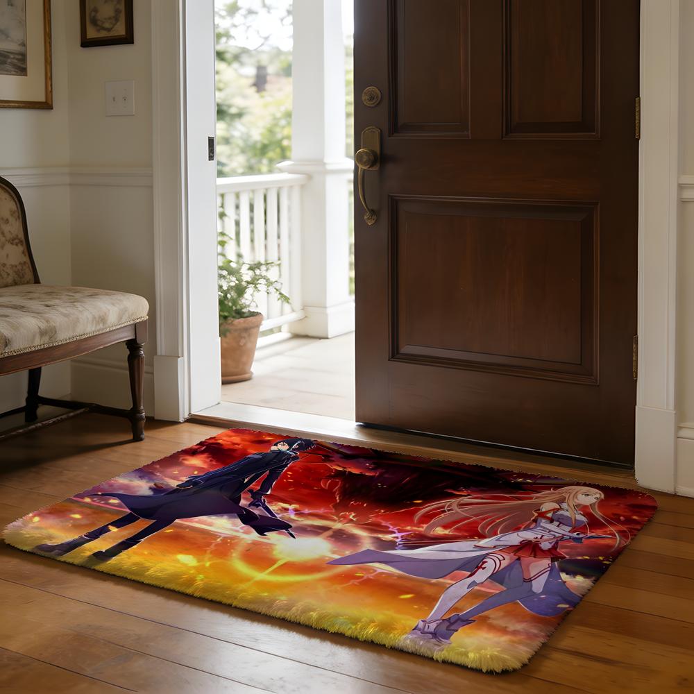Hot Anime SSword Art Online Floor Mat Soft Flannel Absorbent Mat Non-Slip Rug Home Bedroom Bathroom