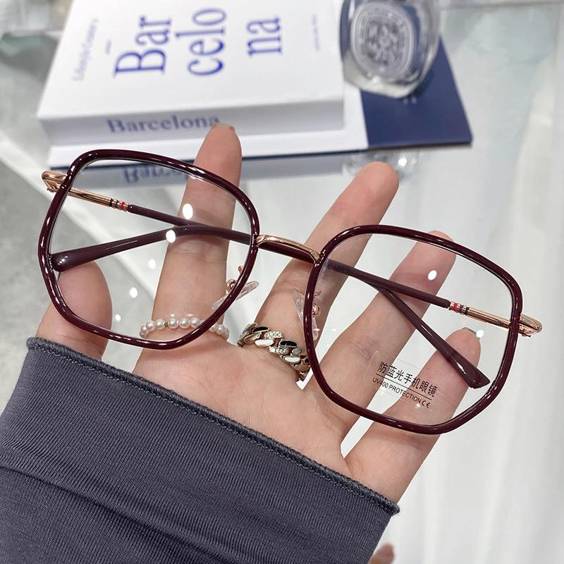 Oversized Square Myopia Glasses Women Men Fashion Block Blue Light Prescription Nearsighted Optical Glasses +0 to -1