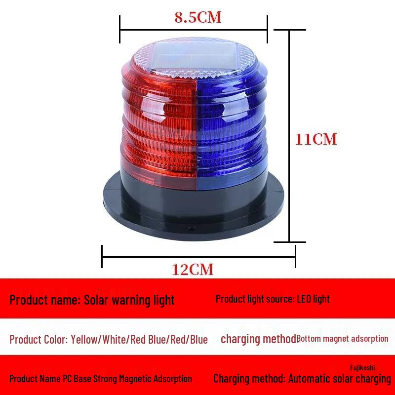 Solar LED Warning Light with Strong Magnet for Vehicles and Construction