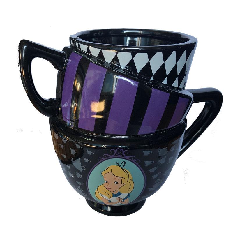Alice Hand-Painted Ceramic Stackable Cartoon Mugs - Three-Layer Personalized Coffee Cups 301-400ml