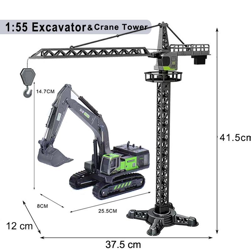 1:55 Excavator Diecasts Children Toy Boys Simulation Alloy+Plastic Crawler Engineering Vehicle Hand Hook Machine Model Gifts