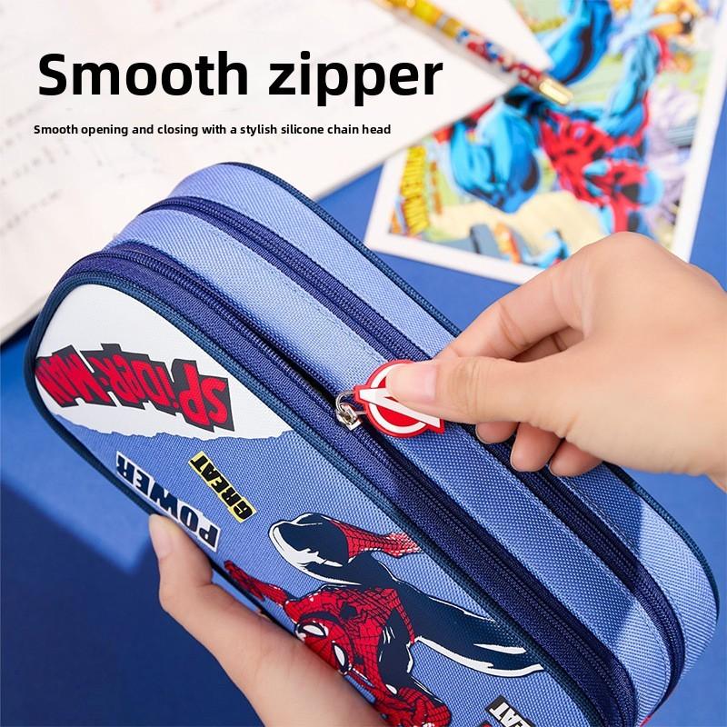 Spider Man Kids Pencil Case With Dual Layers Cartoon Stationery Storage For Elementary School