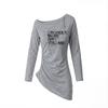 HeyHenry Early Spring Slimming One-shoulder Long Sleeve Women's Top