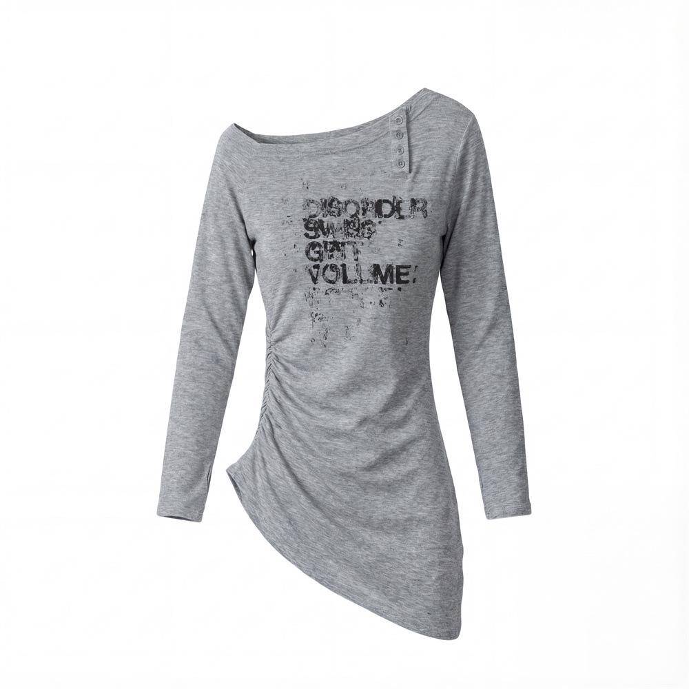 HeyHenry Early Spring Slimming One-shoulder Long Sleeve Women s Top Medium грязно-белый