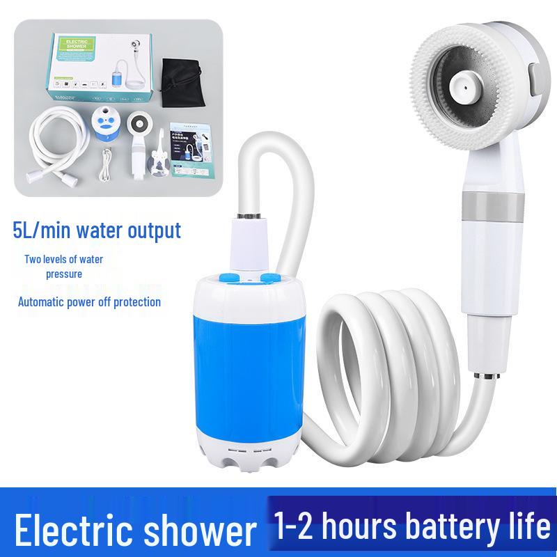 Портативный электрический душ с самовсасывающим насосом и долгим сроком службы батареи для использования на открытом воздухе