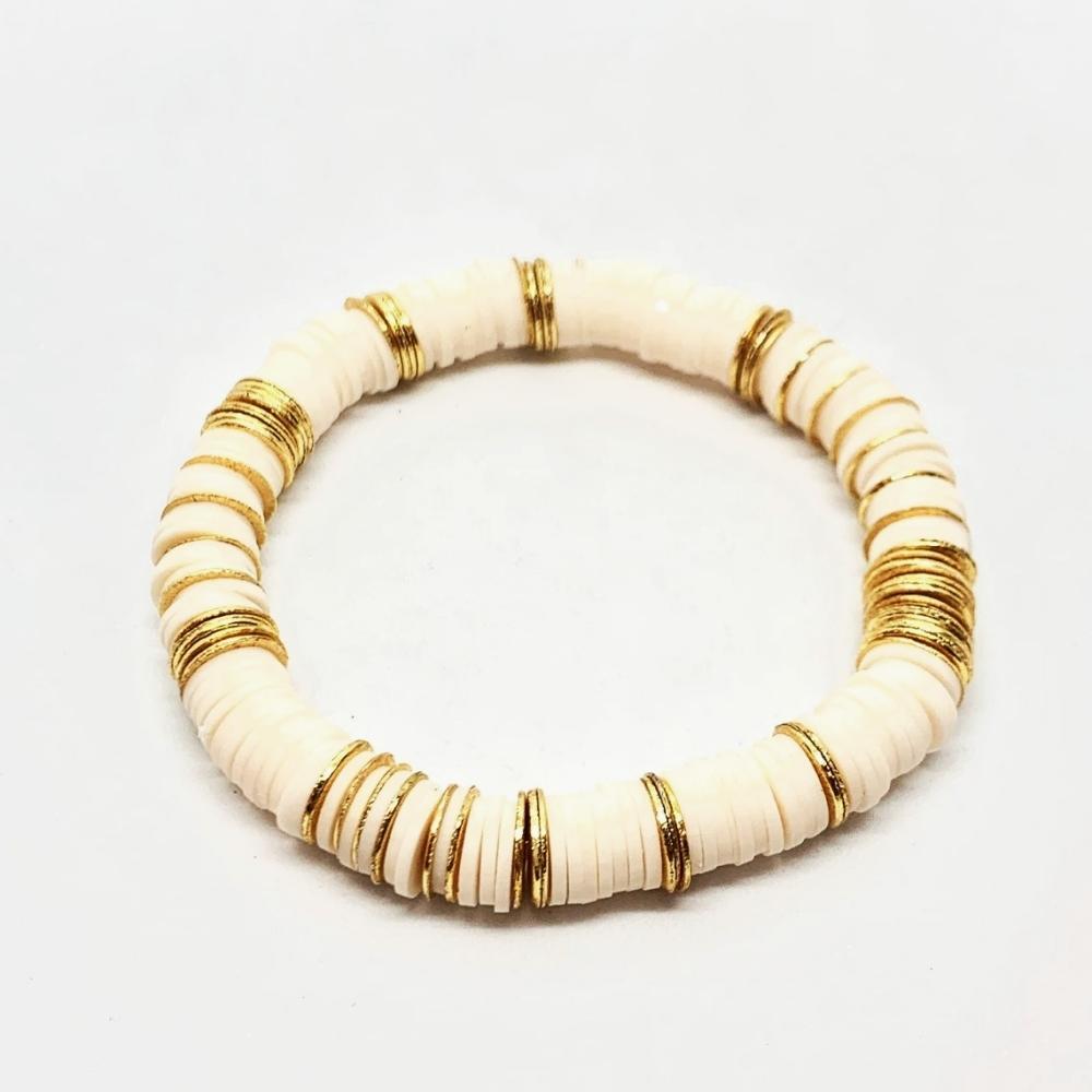 

Vlen Stackable Celestial Bracelet 6mm Non-Toxic Polymer Clay Beads Unisex Adjustable Pulseras for Women Men Couple Jewelry Gifts
