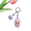 Flocking Labubu Doll Keychain - Cute 3-Year-Old Grain Doll DIY Mobile Phone Jewelry Accessory