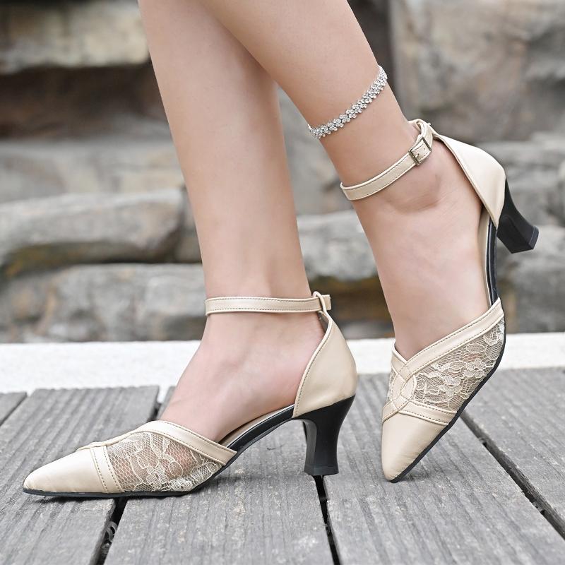 2026 Damen Sandalen Outdoor Neu Spitz Flacher Mund Dicker Absatz Hohe Absätze Schuhe Damen Plateau Anti-Rutsch Elegant Hohl Sandalen