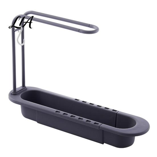 Expandable Sink Storage Rack Retractable Kitchen Organizer with Towel Hanger, Adjustable Plastic Durable Drainer Sponge Holder, Large