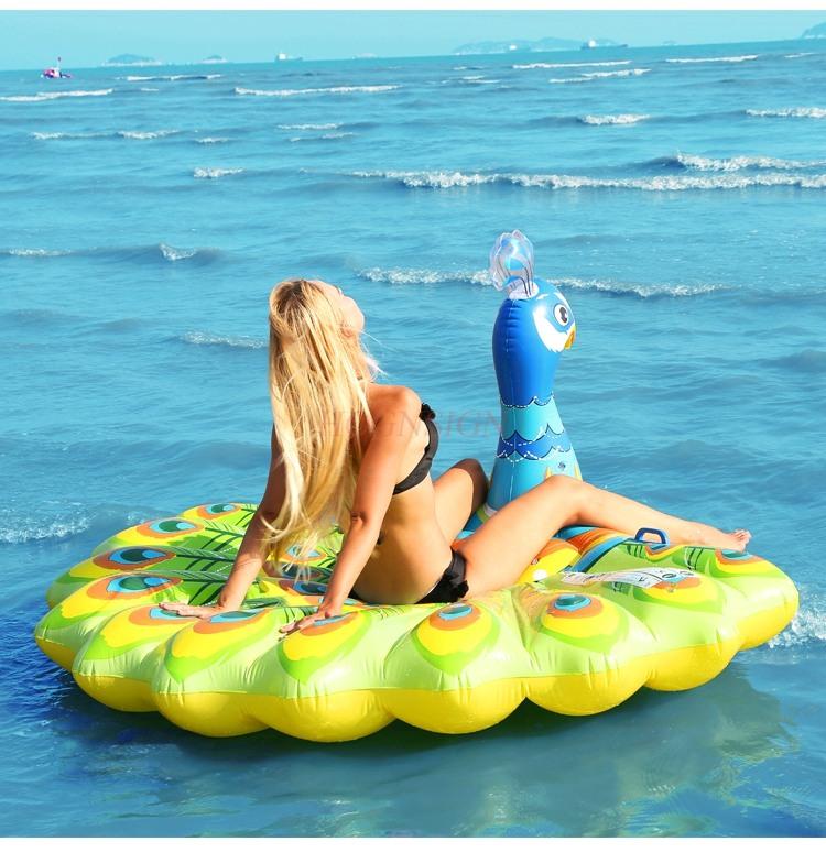 Super Large Peacock Inflatable Ride Aquatic Animal Floating Bed Swim Ring Floating Row Floating Air Cushion Travel Shooting