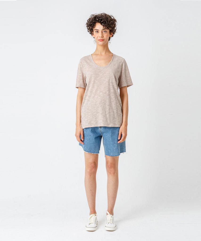 PAGE Pocket U-Neck T-Shirt_Beige