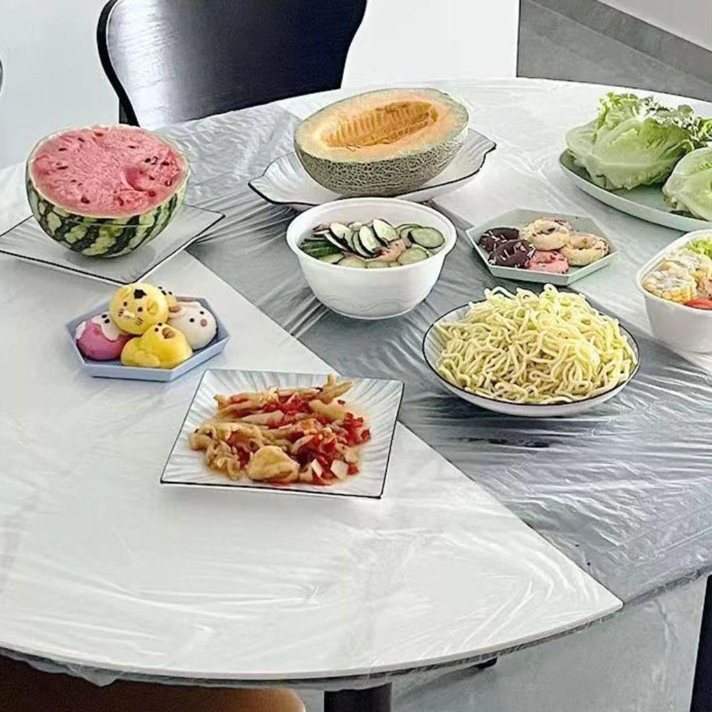 10Pcs/Pack Round/Rectangular Universal Table Cover Elastic Hem Table Protector  Restaurant