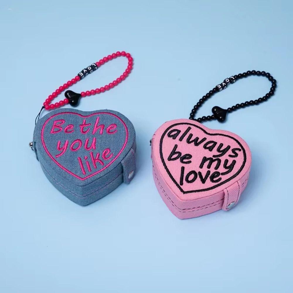 Heart Shaped Jewelry Ring Storage Box Embroidered Jewelry Holder Portable Mini Jewelry Box Travel
