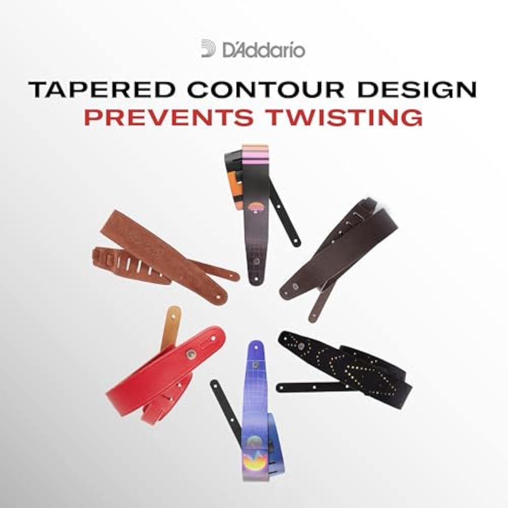 Planet Waves L25W1411 2.5-Inch Leather Guitar Strap, Paisley Window, Black with White by D'Addario