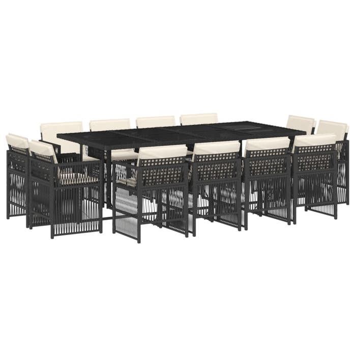 VidaXL Ensemble à Manger de Jardin avec Coussins 13 pcs, Table et Chaises à Dossier Rabattable, Meubles d'Extérieur Patio 3211038