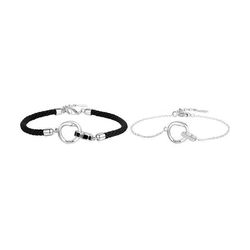 Silver-Plated Mobius Strip Couple Bracelets, Unisex Woven Design, Elegant and Unique for Students