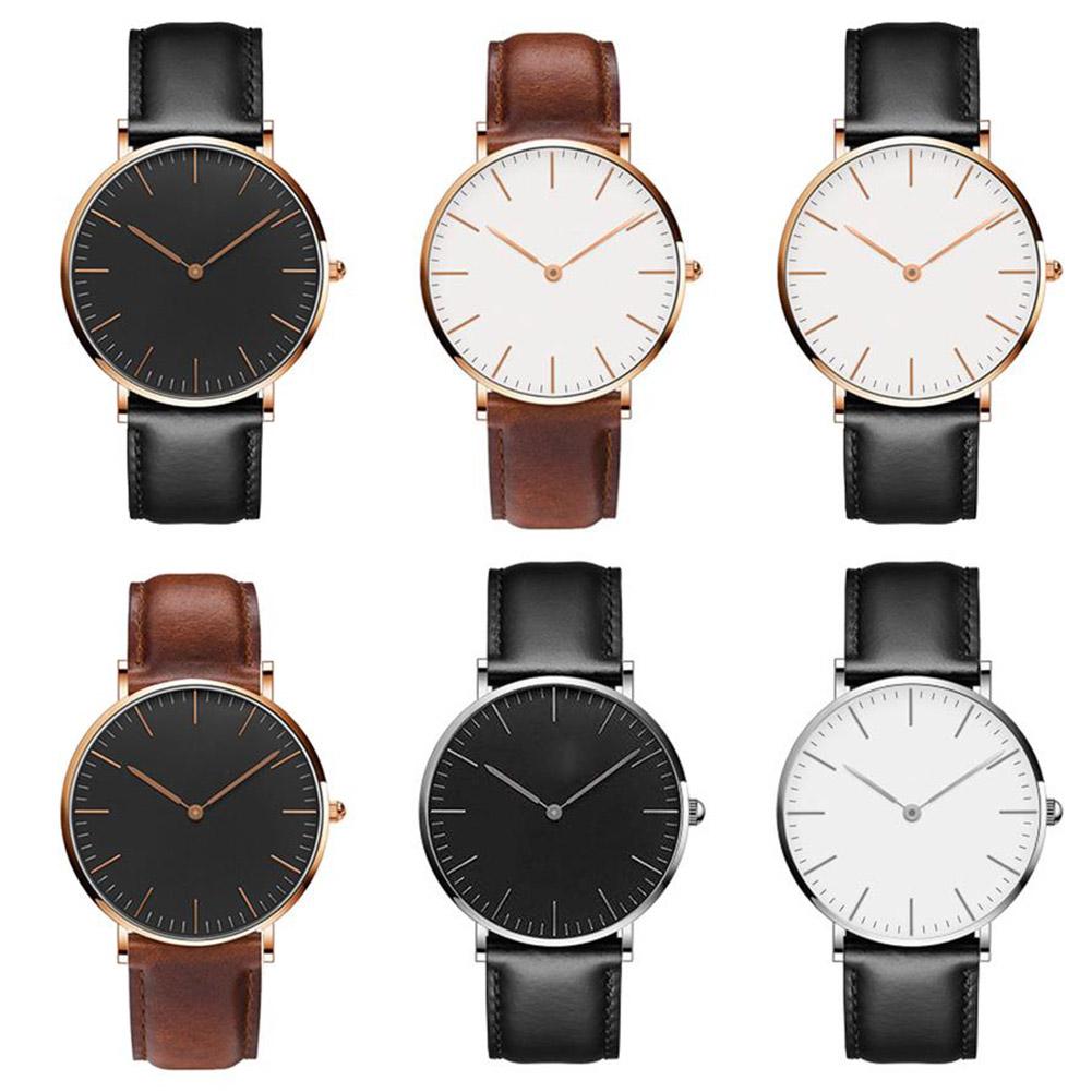 Men Quartz Watch With Leather Band Retro Casual Large Round Dial Wrist Watch For Teenager Junior High School Student