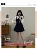 Plus Size Pleated Princess Dress with Doll Collar - College Style, Autumn/Winter Waist-Cinching Design