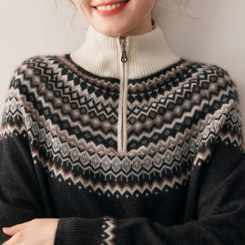 Cashmere Retro Half-Zip Knit Sweater - Autumn/Winter Collection