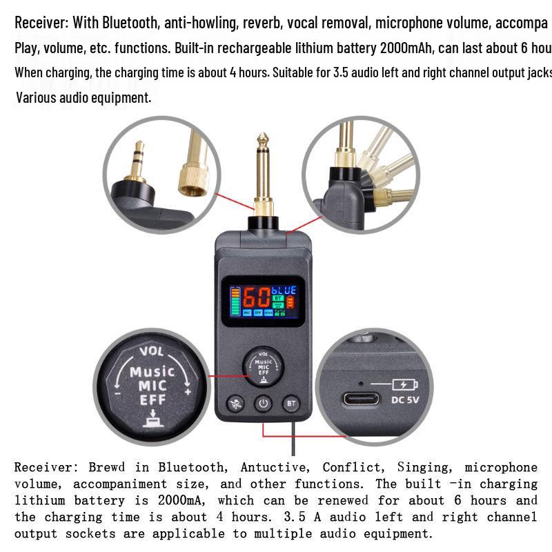 

M50 Universal Bluetooth Wireless Microphone with DSP Anti-howling and Reverb for Singing and Home Entertainment KTV Includes English Manual