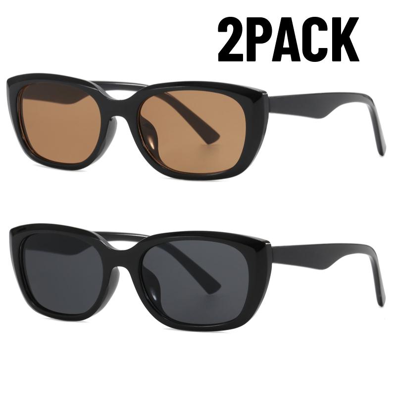 2PACK Retro Y2K Style Small Square Sunglasses Women Cat Eye Sunglasses Fashion Colorful Mirror Goggles Men Punk Sports Glasses