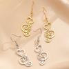 1 Pair Women Earrings 304 Stainless Steel Lightweight Hollow Design Music Note Heart Shape Hook Earrings Jewelry Gift