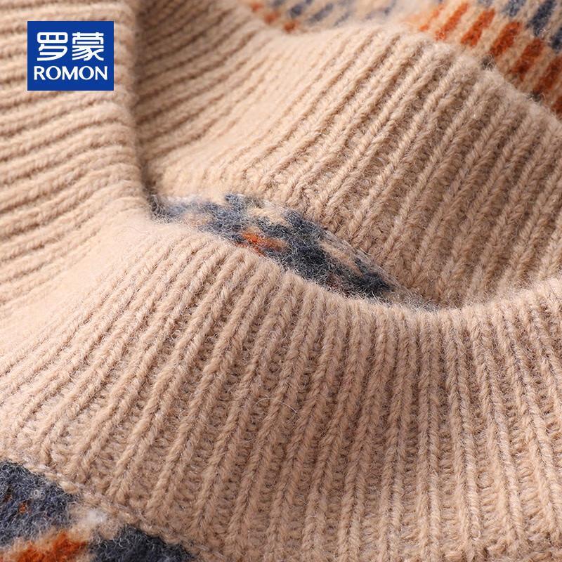 ROMON Men's 100% Pure Wool Half-High Neck Sweater