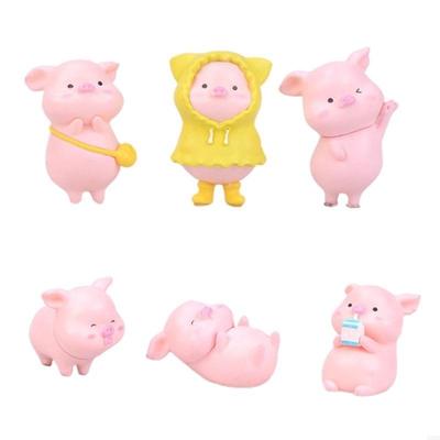 62KD Playful Pig Figurine Decoration Resin Piggy Statue Collection Miniatures Decor