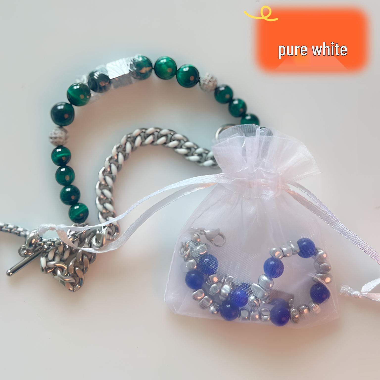 

Белый органзовый мешочек на шнурке с жемчугом - Многоразмерный подарочный мешочек для украшений