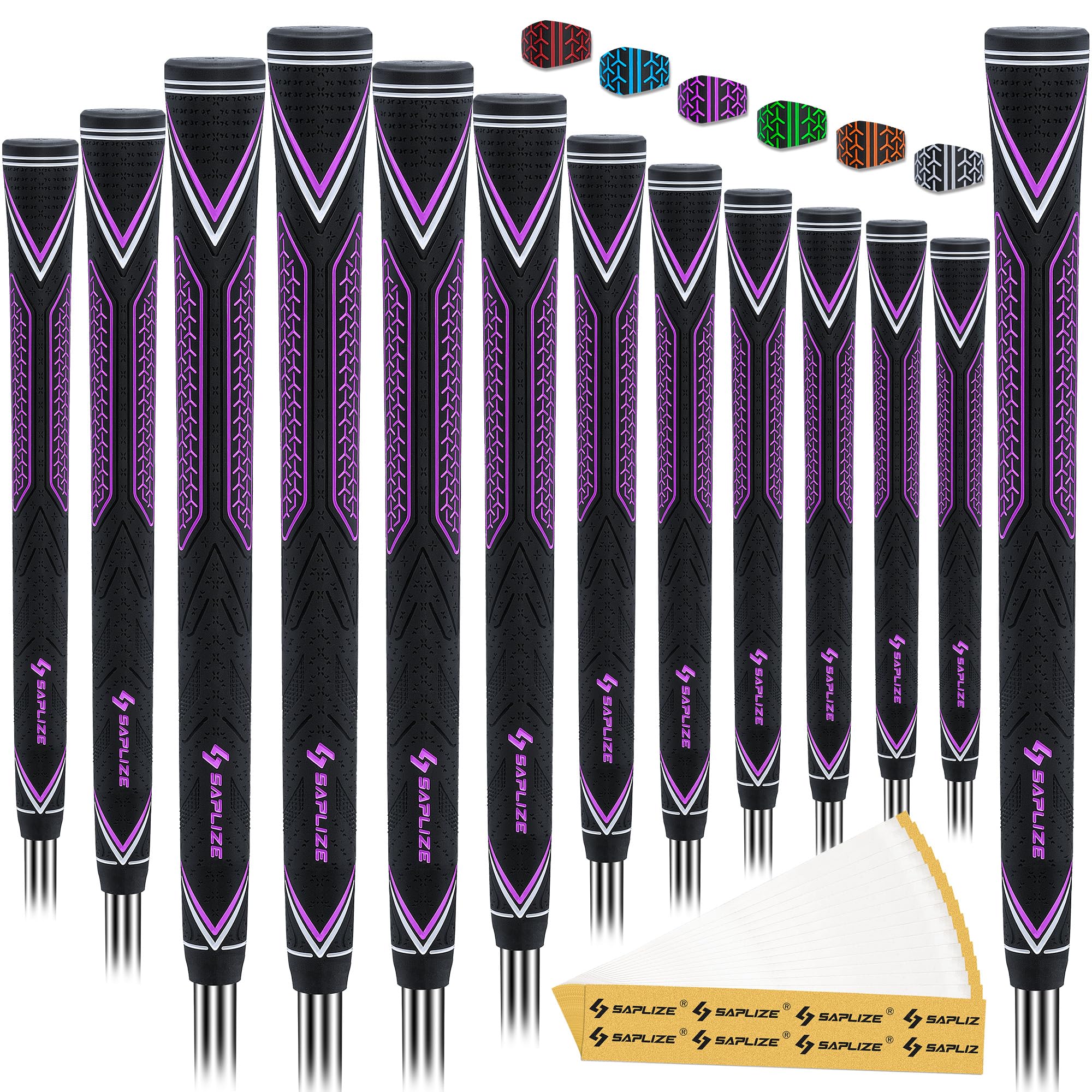 

SAPLIZE Высокоэффективные Гольф Резиновые Высокопрочные 13 Грипов с 15 Средними Фиолетовыми Грипами, Поглощение, Нескользкие, Ленты, Размер,