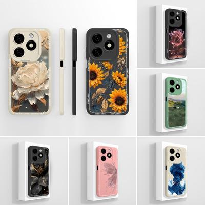 For Tecno Spark 10 20 30 Pro 10C 20C 30 C GO 1 2024 2025 SparkGO1 Cases Liquid Silicone Fashion Flowers High Quality Soft Protection Housing For Tecno