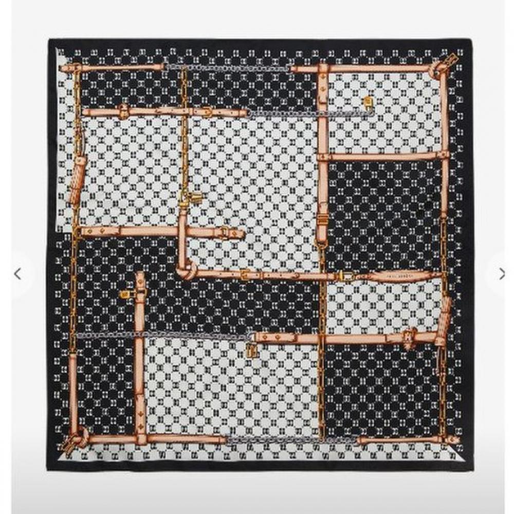 Daks Black Dd Chain Pattern Silk Square Scarf Dcsc1f021bk Single option